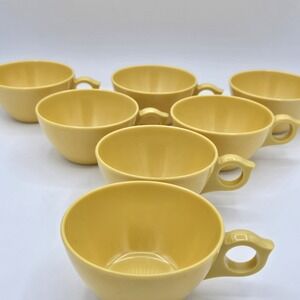 Vintage Laguna Melmac Coffee Tea Cups Yellow Set of 7‎ Melamine Retro Kitchen